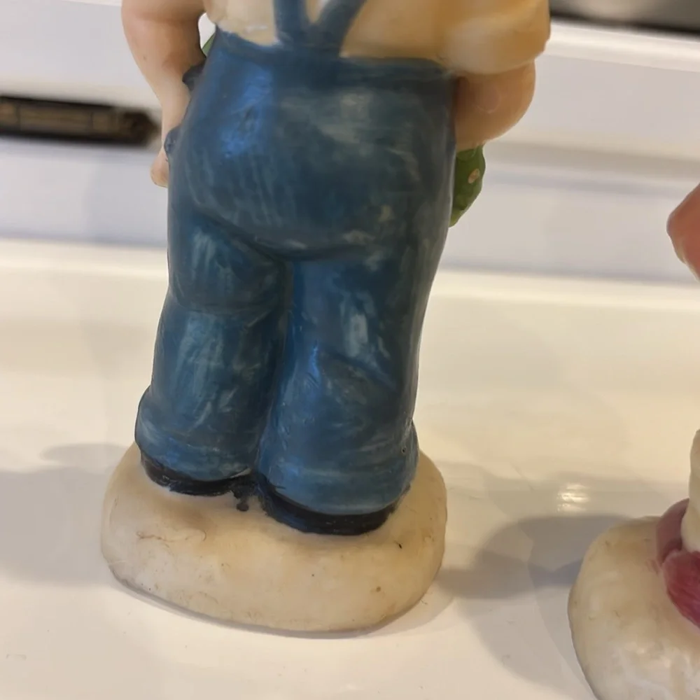 Vintage Boy | Girl Candle Figurines 6”T Never Used. Hand painted | Unique 50s